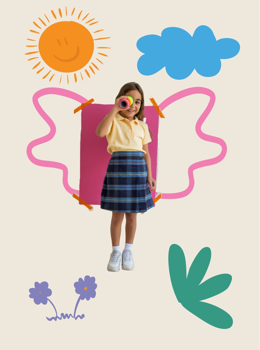 Child in a Positive Thread plaid skort