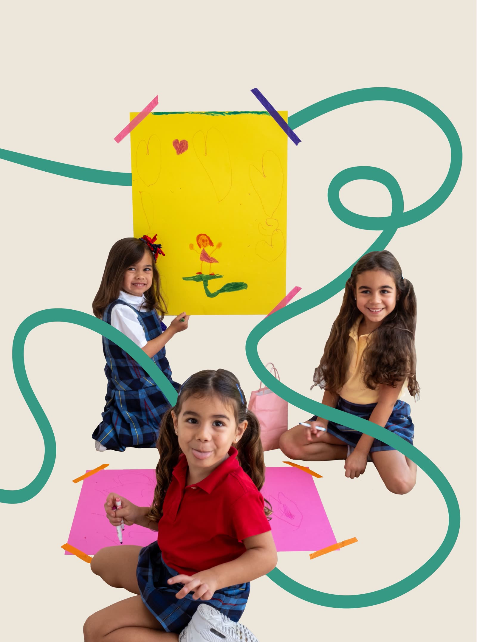 Children in Positive Thread uniforms drawing together